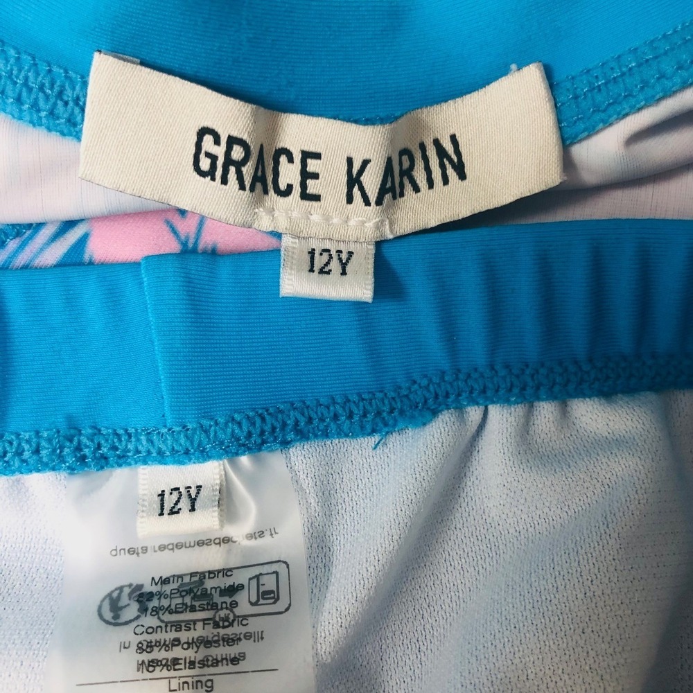Grace Karin Rash Guard Swim Set 2 PC Shorts Outfit Beachy Coastal Girls 12 - Picture 5 of 11